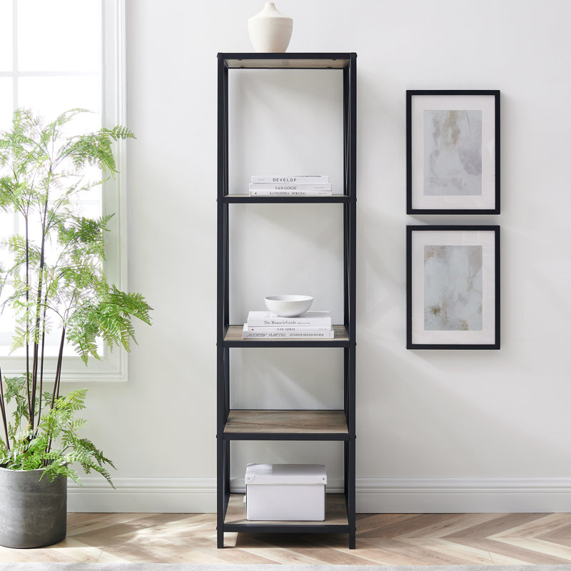 Étagère à livres H 61 "x l 18" Eula, Gris délavé/noir