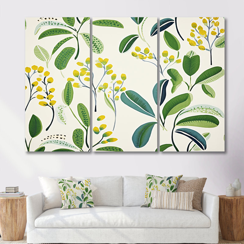 Gratton - Ensemble d'art mural feuilles, Toile tendue, H 40 po x l 60 po x P 1 po
