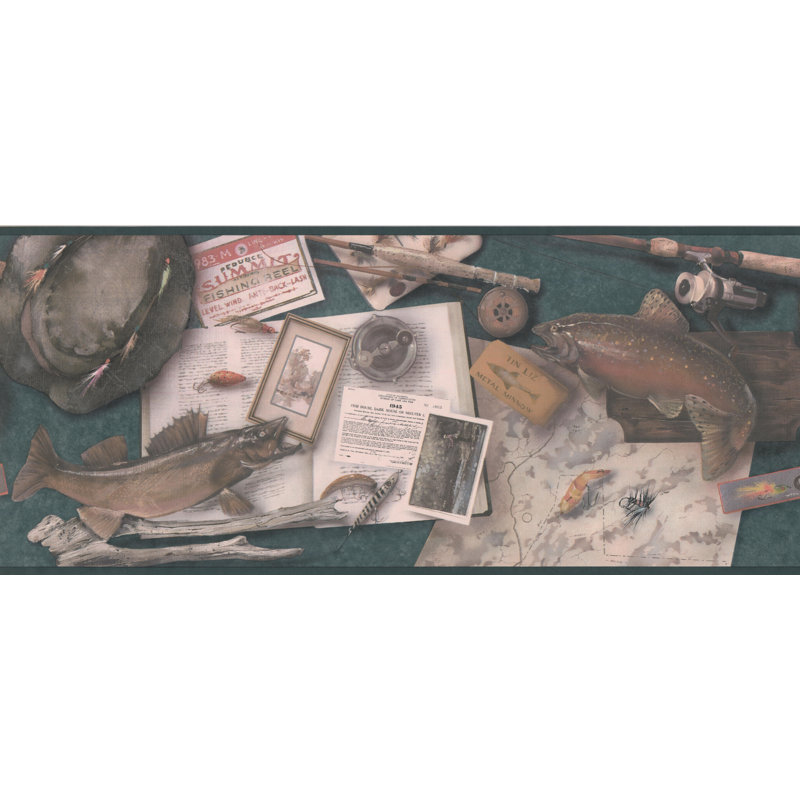 Bordure de papier peint abstrait avec crochets et hameçons 15 pi x 10 po Dunkirk