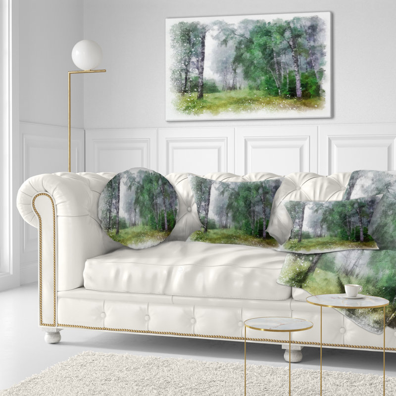 Coussin dessiné à l'aquarelle, Rectangle, 12 po x 20 po