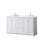 Meuble-lavabo double 60 po Avery en bleu foncé, comptoir en marbre de culture blanc, lavabos carrés encastrés (3 trous), garniture noir mat-98251170-98251173-134321014