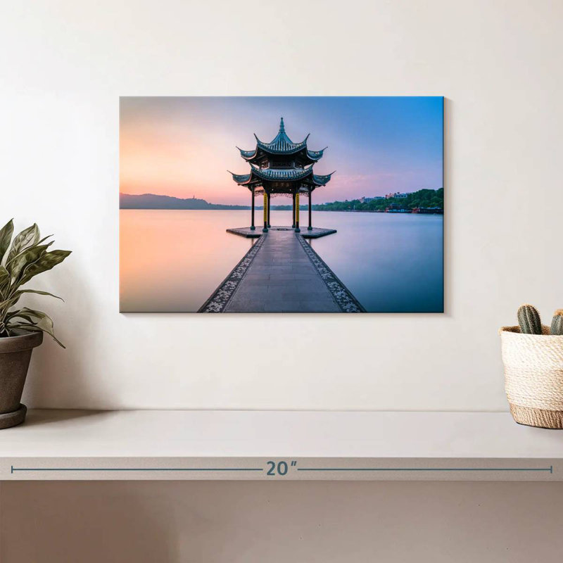 Adella Jixian Pavilion Sunset Scene, 8" H x 12" W