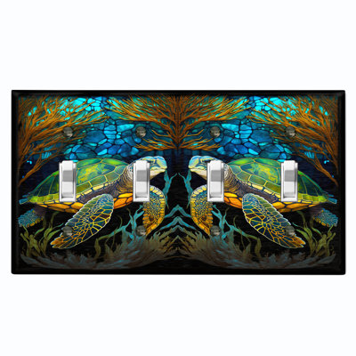 Copper Rust Patina Teal Print 4 - Gang Toggle Light Switch Standard Wall Plate