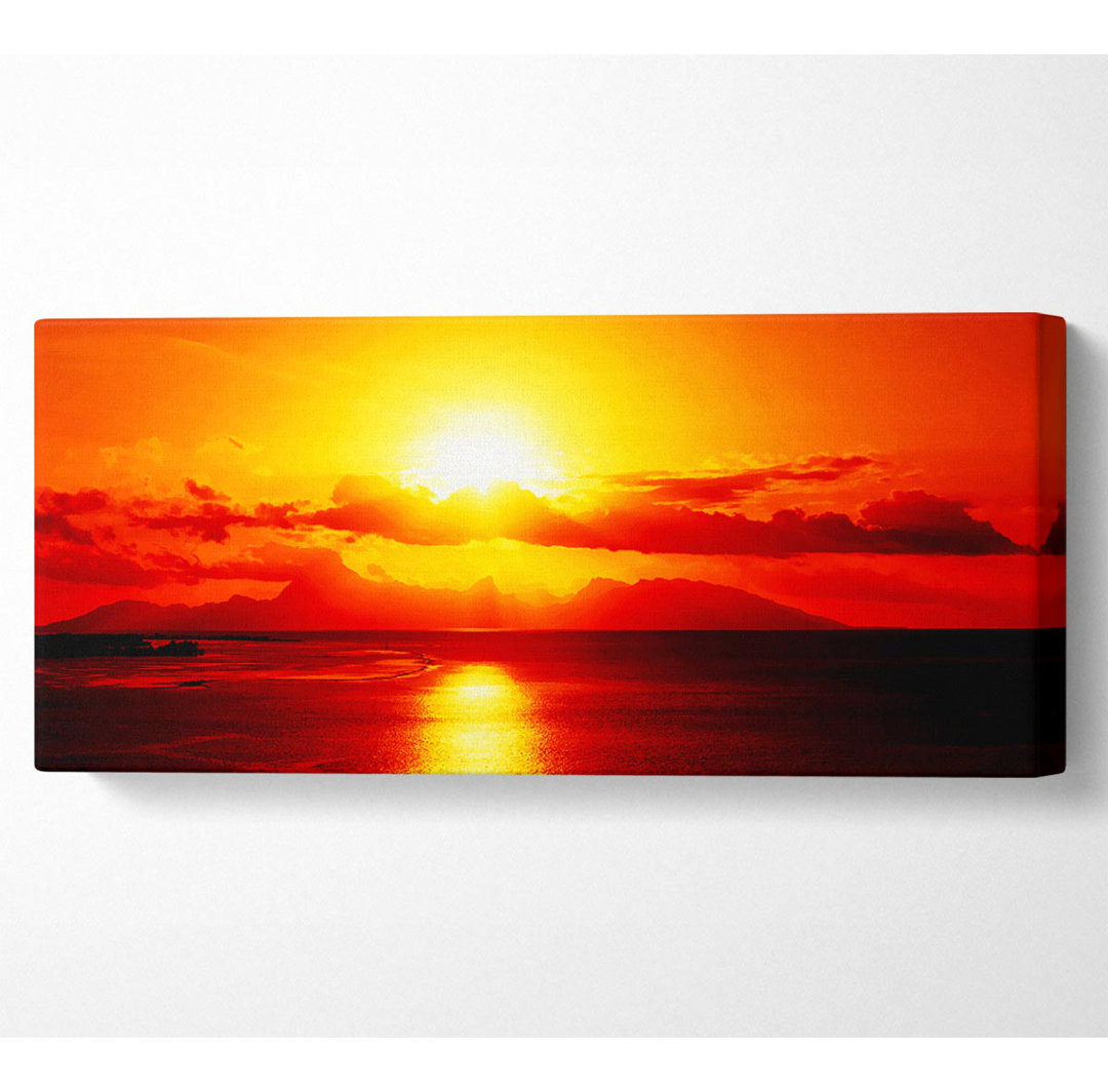 Orange Sun Blaze Clouds - Leinwanddrucke auf Wrapped Canvas