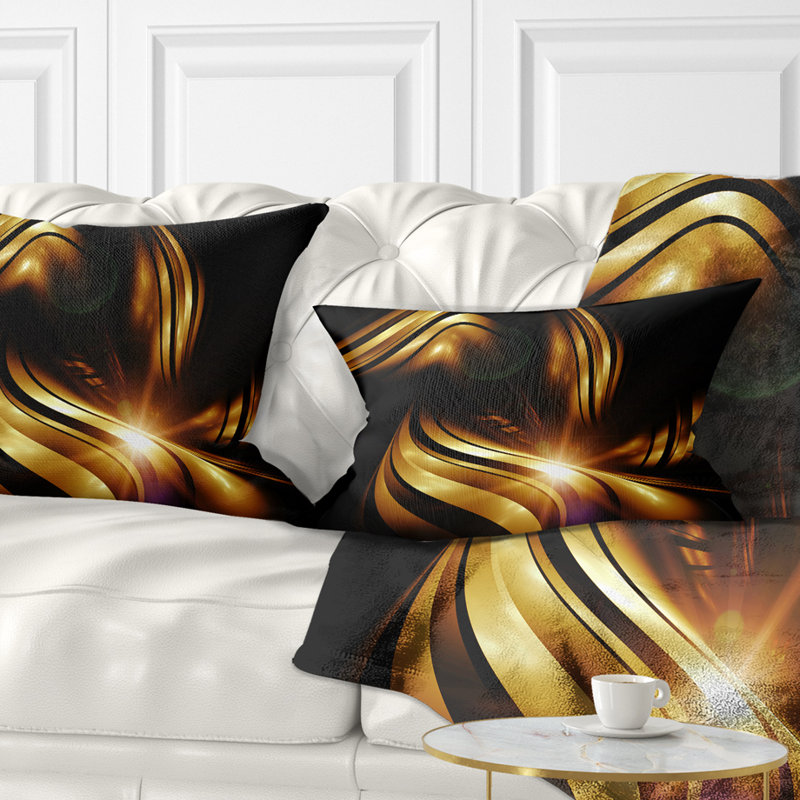 Abstrait fractal doré - Coussin imprimé abstrait