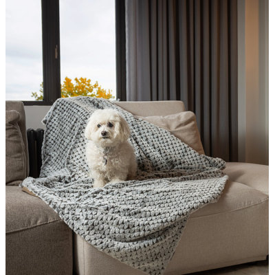 Brown Faux Fur Ombre Plush Throw