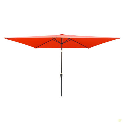 10 X 6.5T Rectangular Patio Solar LED Lighted Outdoor Umbrellas With Crank And Push Button Tilt For Garden Backyard Pool Swimming Pool