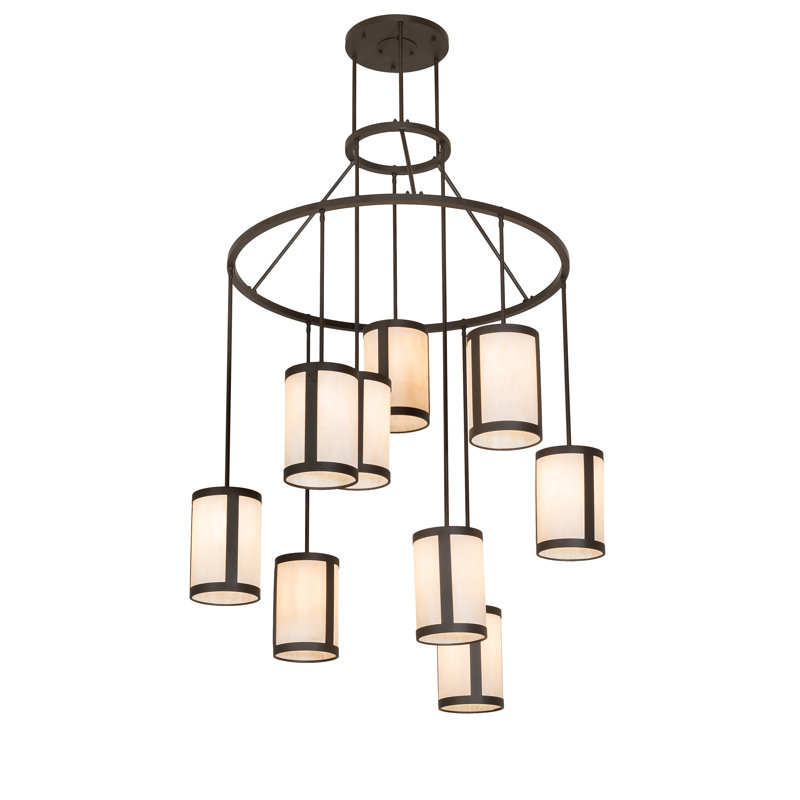 Lustre en cascade 9 lumières de 48 po de largeur