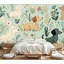 Papier peint adhésif à peler et coller sans soudure avec motif de chiot teckel à motif floral vert brun et chambre de bébé autocollant amovible en papier contact mural pour salon Chambre à coucher H 100 po x l 144 po