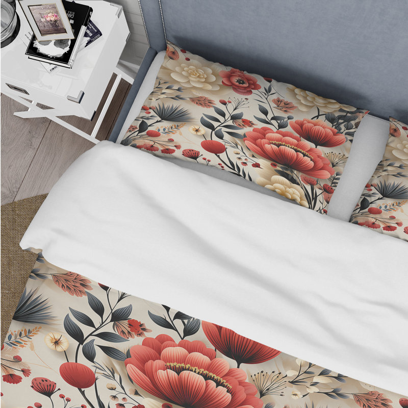 Ensemble de housse de couette Coral Bohemian Bliss, Housse de couette simple + 1 taie décorative stan
