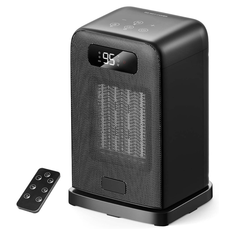 Portable Indoor Space Heater With Led Display, Auto Temperature Control, Eco Mode, 0-12h Timer, Quiet For Home Or Office