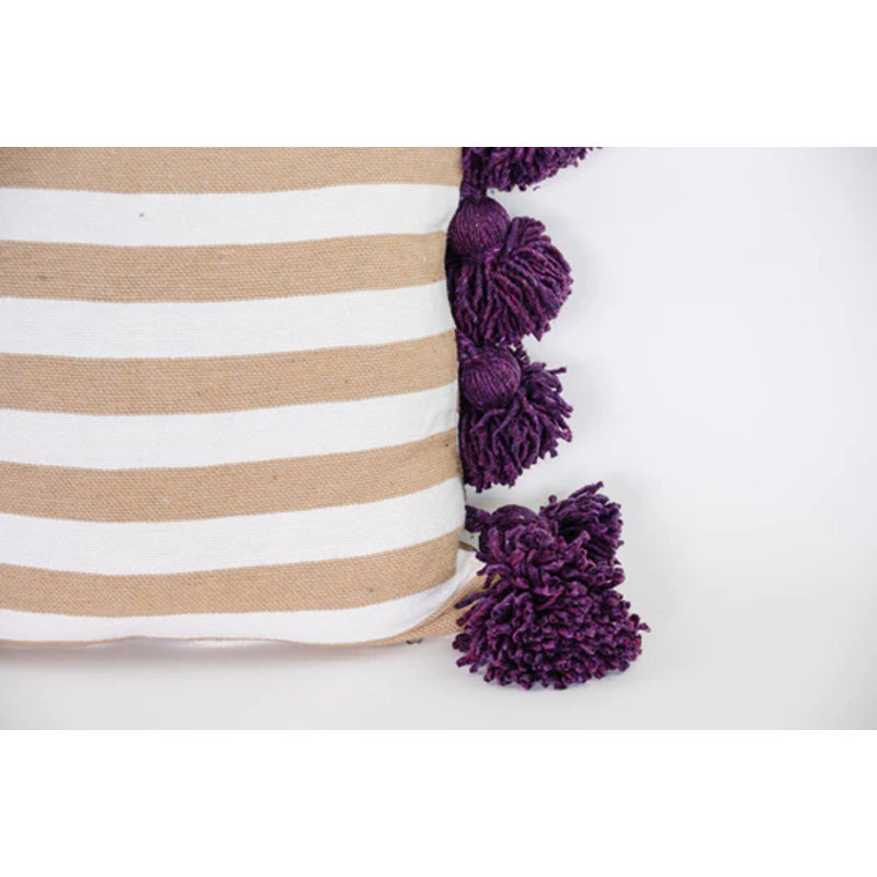 Housse de coussin Lina, Beige / blanc / aubergine