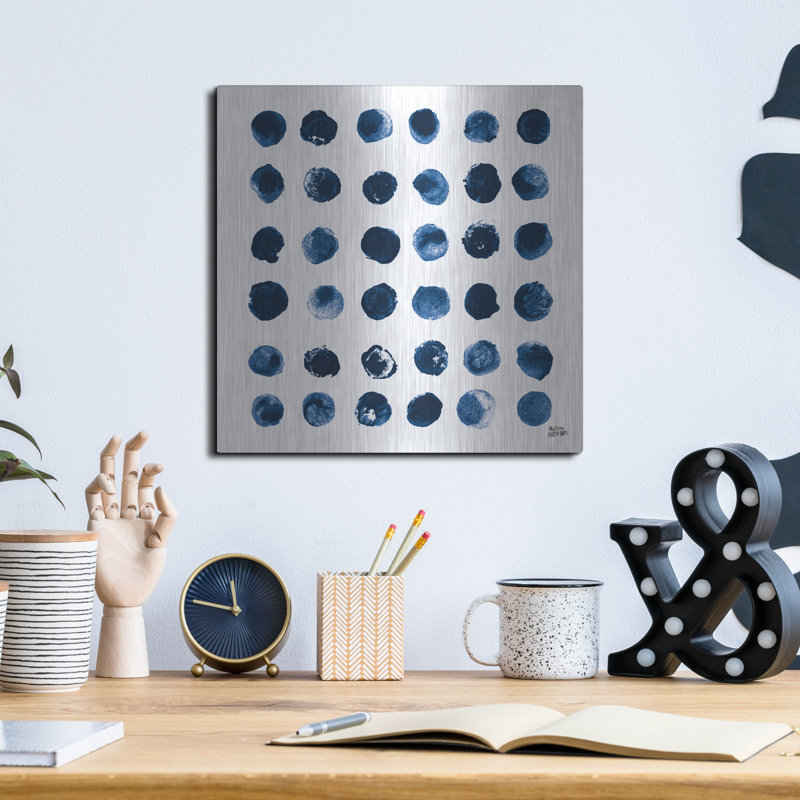 «Markmake Blue Sq 2» par Melissa Averinos, art mural en métal, H 12 po x l 12 po