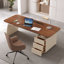 Bureau rectangulaire à 3 tiroirs en bois manufacturé brun noyer + cristal crème-690305339-690305343