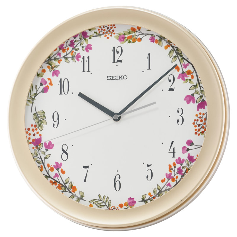 QXA777PRH Wall Clock, Pearlized Pink & White, White