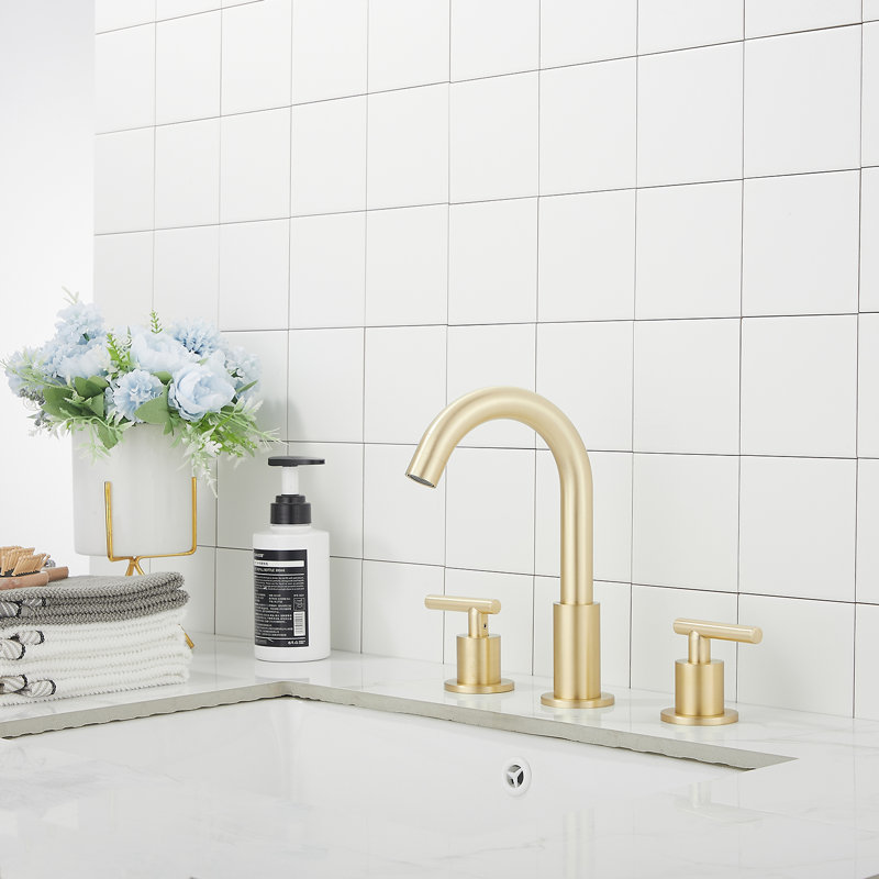 Widespread Bathroom Sink Faucet, Brushed Gold