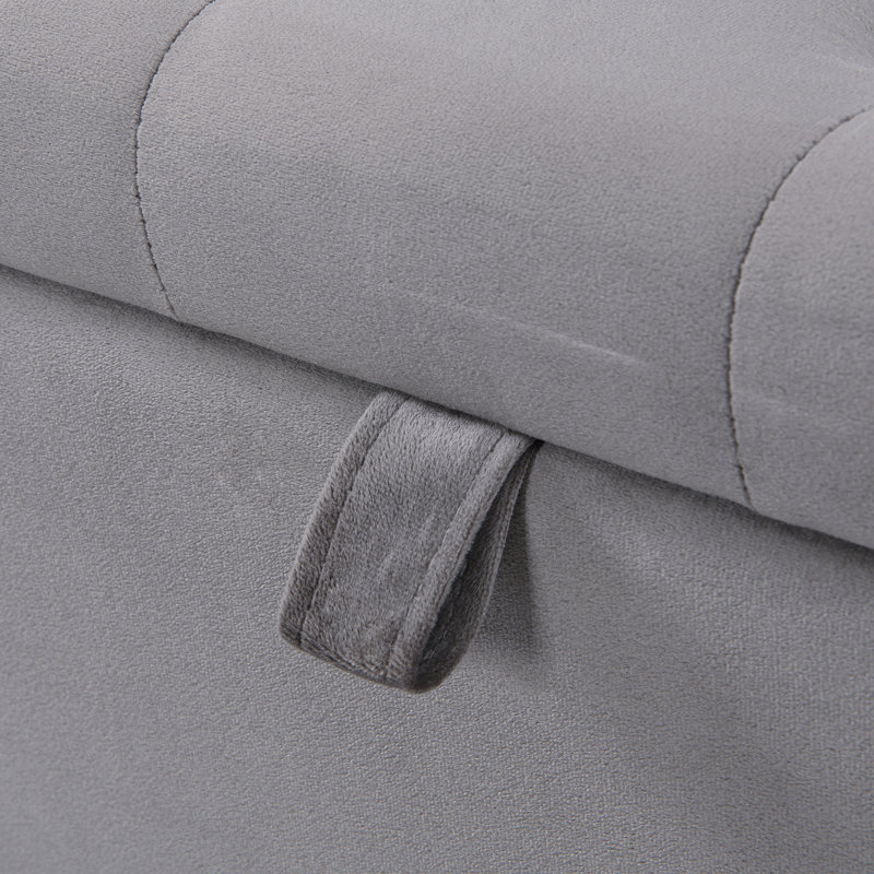 Upholstered Ottoman Storage Bed, Double (4'6), Grey Linen
