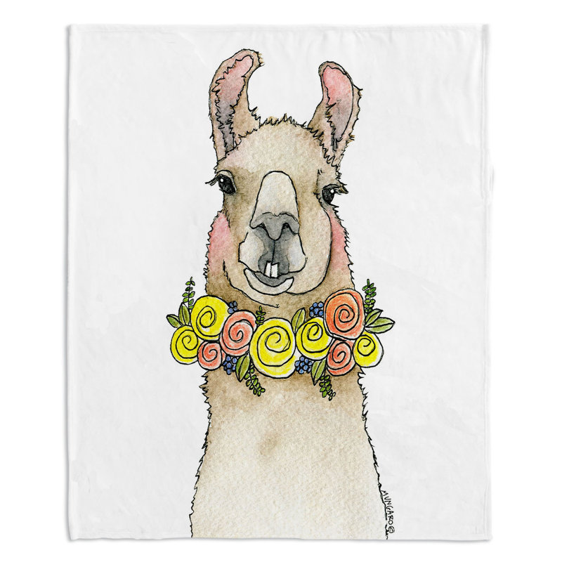 Couverture Tooth Llama, 68 po x 80 po, Blanc