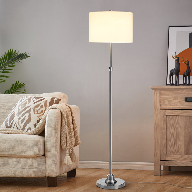 Lampe sur pied réglable 64,5 po, Nickel brossé