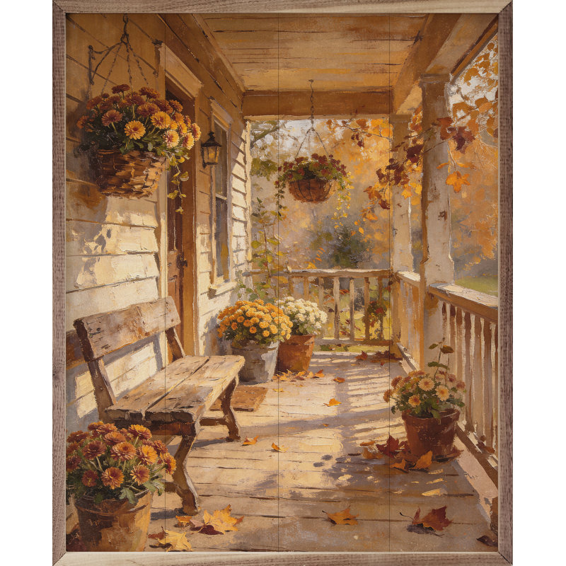 Porche d'automne, H 10 po x l 8 po