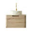 Meuble-lavabo de 24 po avec lavabo, armoire de rangement flottante en contreplaqué avec tiroir, lavabo en céramique à motif de pierre et plateau en pierre frittée à motif de travertin, pré-assemblé, couleur grain de bois de chêne blanc