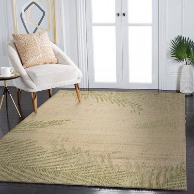 Tapis intérieur / extérieur à motif floral vert / beige Weilers