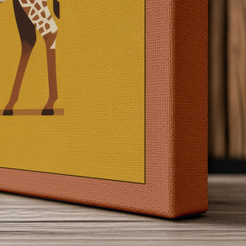 Standing Giraffe Modern - Wrapped Canvas, 36x24 - 91.4 x 61.0 cm, Terracotta Border