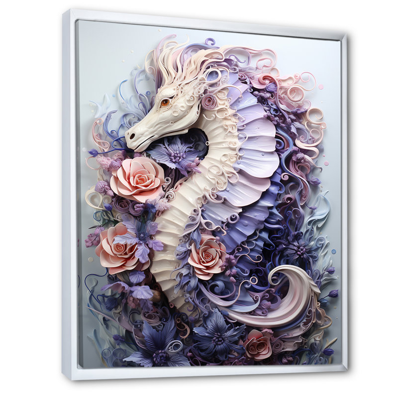 Marine Seahorse Composition, reproduction sur toile encadrée, Cadre flottant blanc, H 20 po x l 12 po