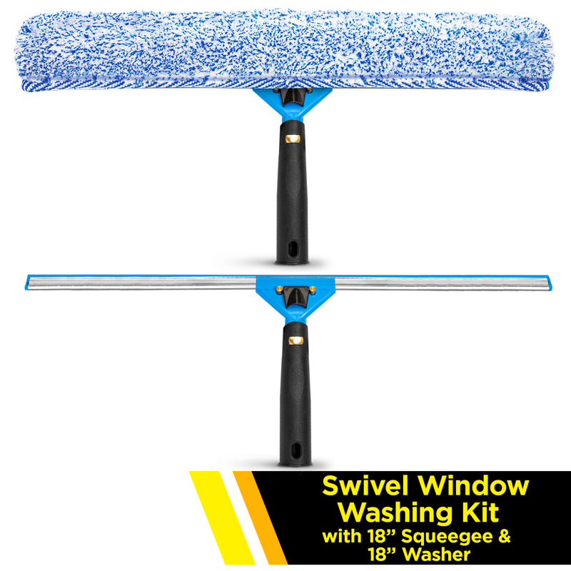 Swivel Window Washing Kit with Squeegee and Washer, 2 Pack, 18" L x 5" W x 1" D