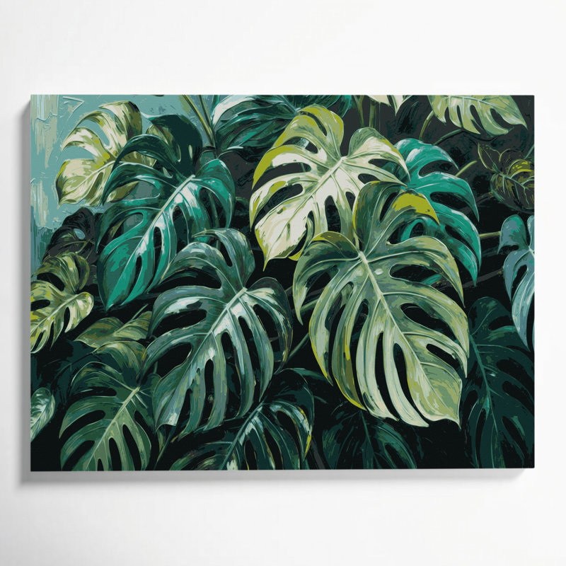 Art mural sur toile Botanical Monstera Deliciosa, H 24 po x l 36 po