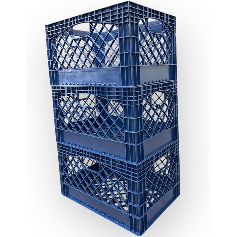 Rangement Juggernaut: caisse à lait 3pk - 24 pte, bleu - solution de rangement polyvalente, rangement empilable, bacs en plastique robustes, poignées intégrées