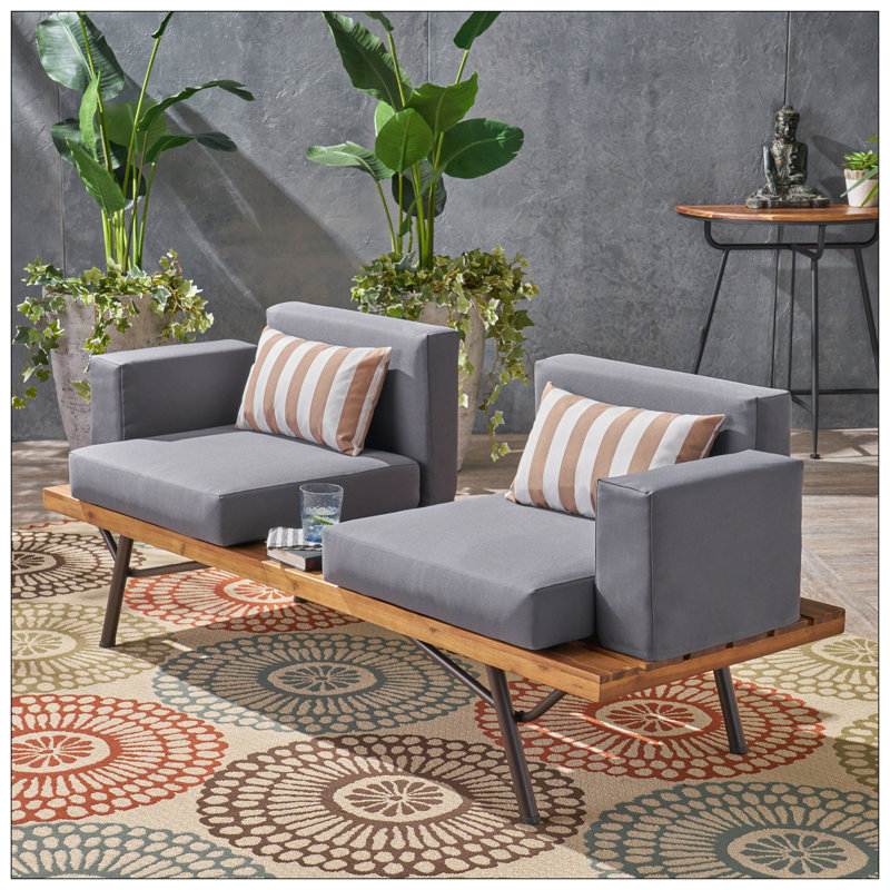 Charming Acacia Wood Sofa Set For Stylish Patio Enhancement
