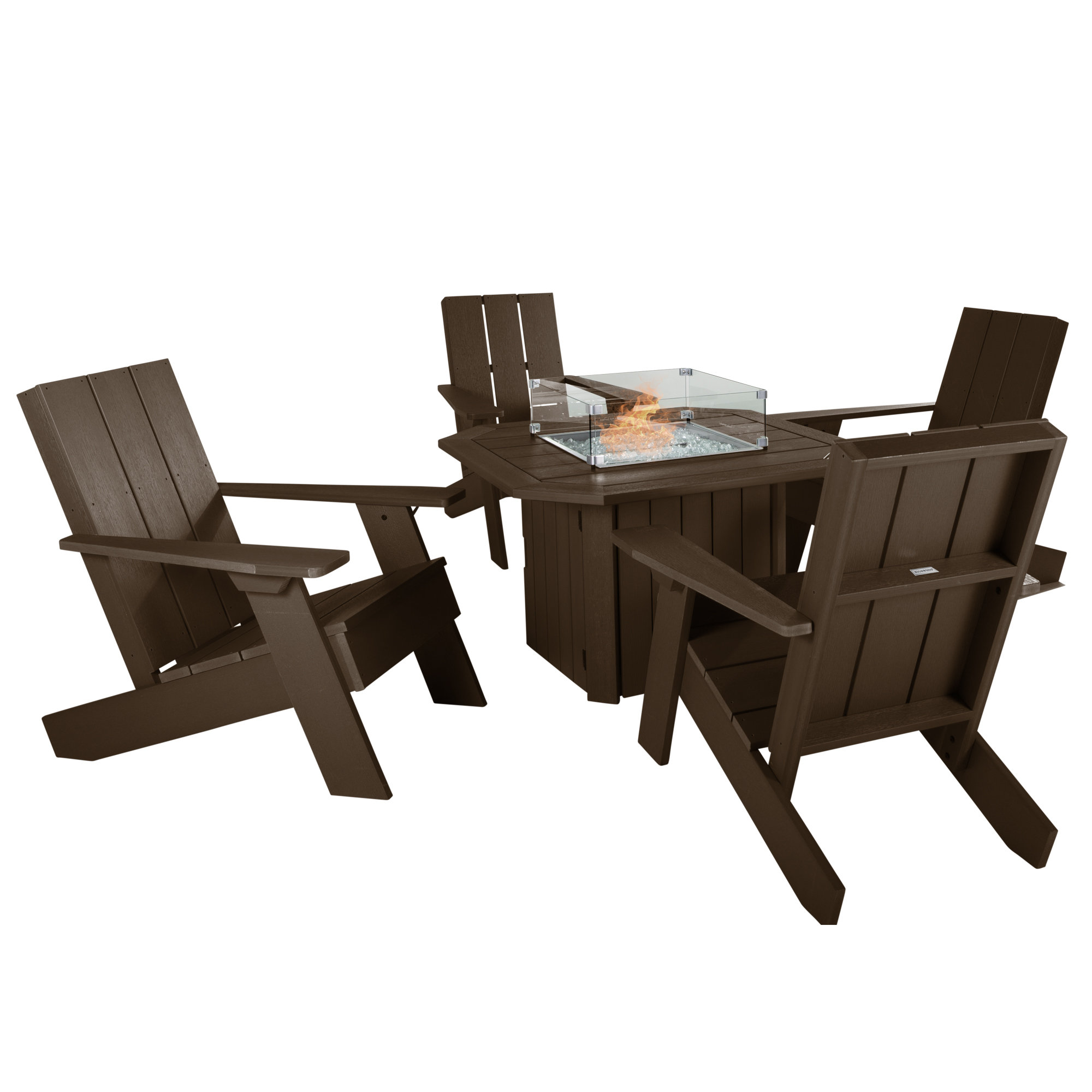 Outdoor Adirondack Set, Weathered Acorn