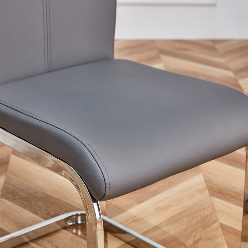 Mangano Dining Chair, Dark Gray, Silver