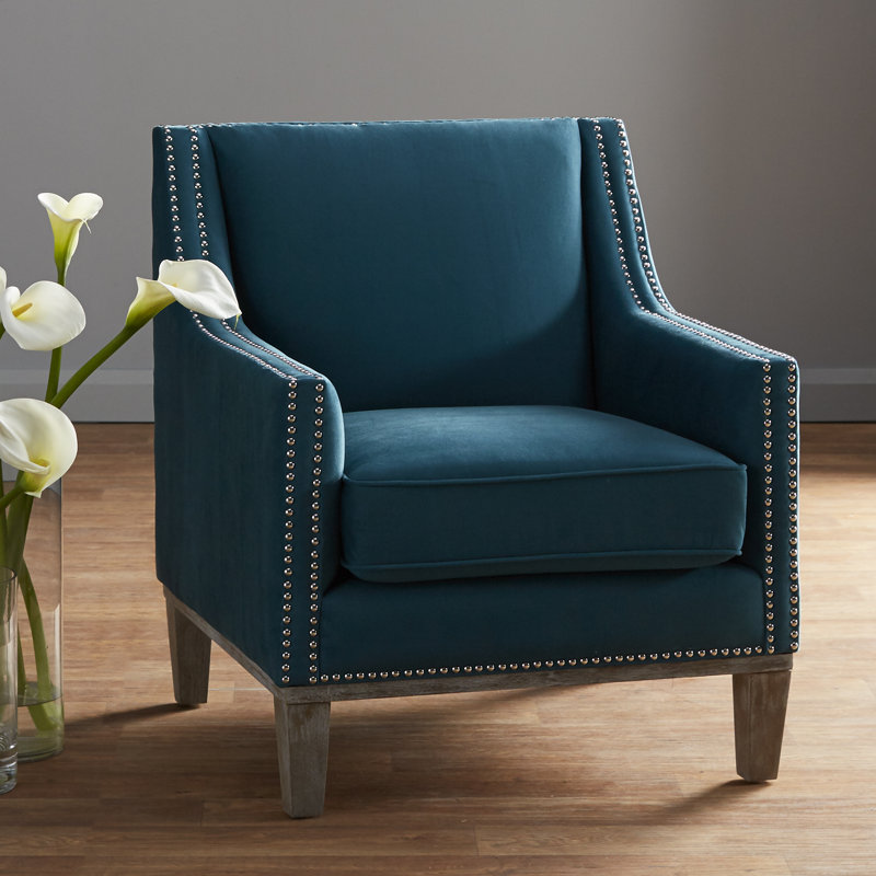 Fauteuil en polyester l 30 po Genoa, 100 % polyester bleu sarcelle