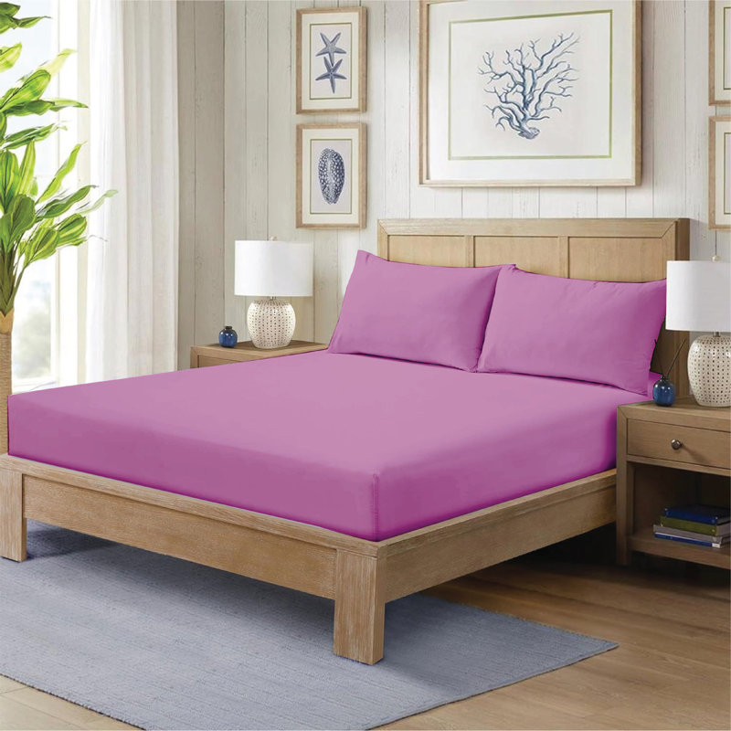 Ewoud Super Soft Microfiber Fitted Sheet – 25cm Deep Pocket, Brushed Finish, Double (4'6), Lilac