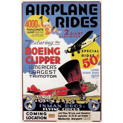 ArtDirect Unknown Gallery Wrapped Canvas Art Titled: Airplane Rides: Inman Bros. Flying Circus