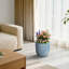 Pot à fleurs / pot rond en béton avec trous de drainage pour intérieur et extérieur bleu clair 14 po 14 po-1967433707-1967433704