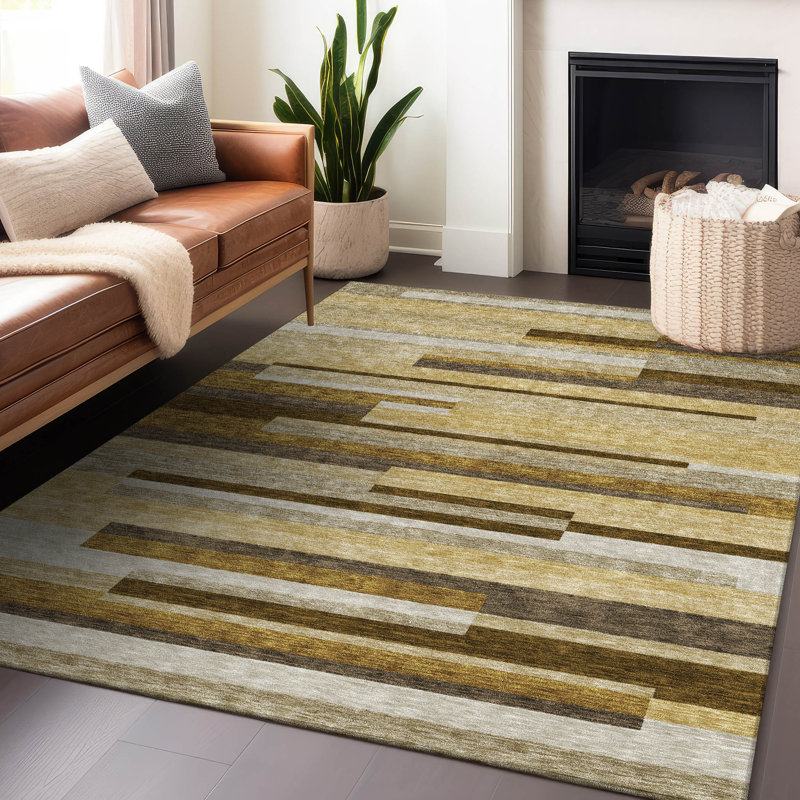 Premium Machine Washable Prisco Khaki Rug, Rectangle 9' x 12'