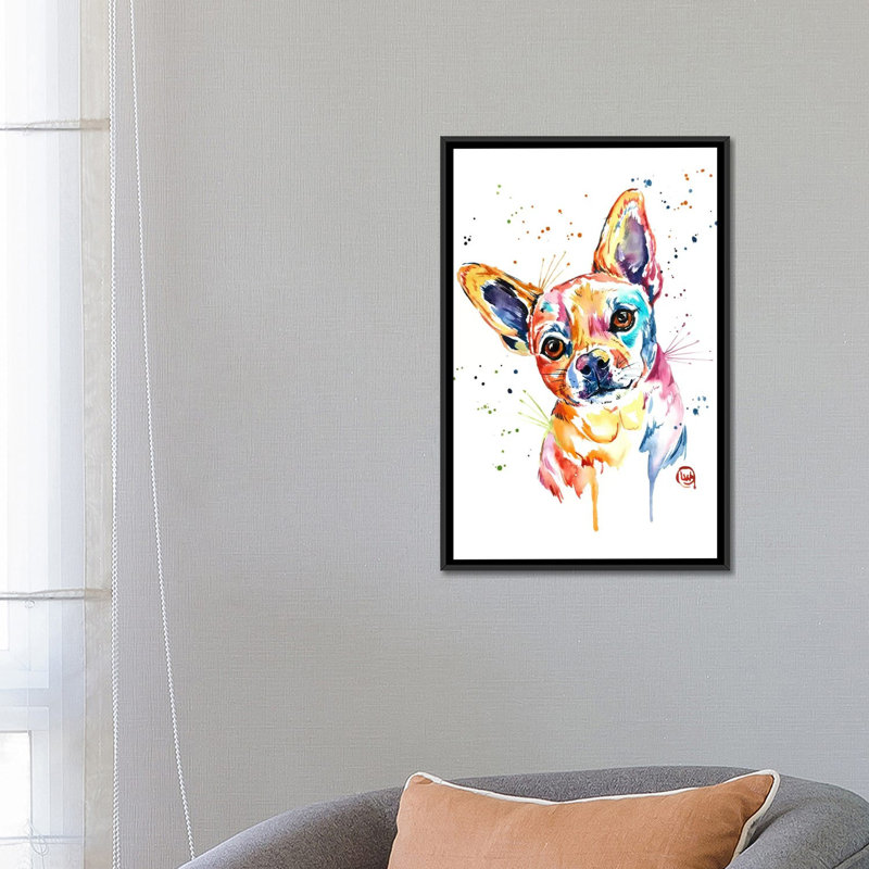 « tucker », impression sur toile tendue, H 26 po x l 18 po x P 1,5 po, Toile avec cadre flottant noir, Pas de tapis
