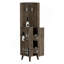 Armoire de coin Cincinatti, porte-gobelets, deux tablettes extérieures, un tiroir, quatre pieds - brun foncé