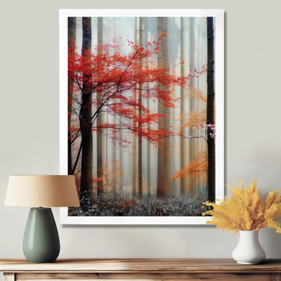 «Autumn Forest Morning Dew In Québec», art sur toile, nature rouge