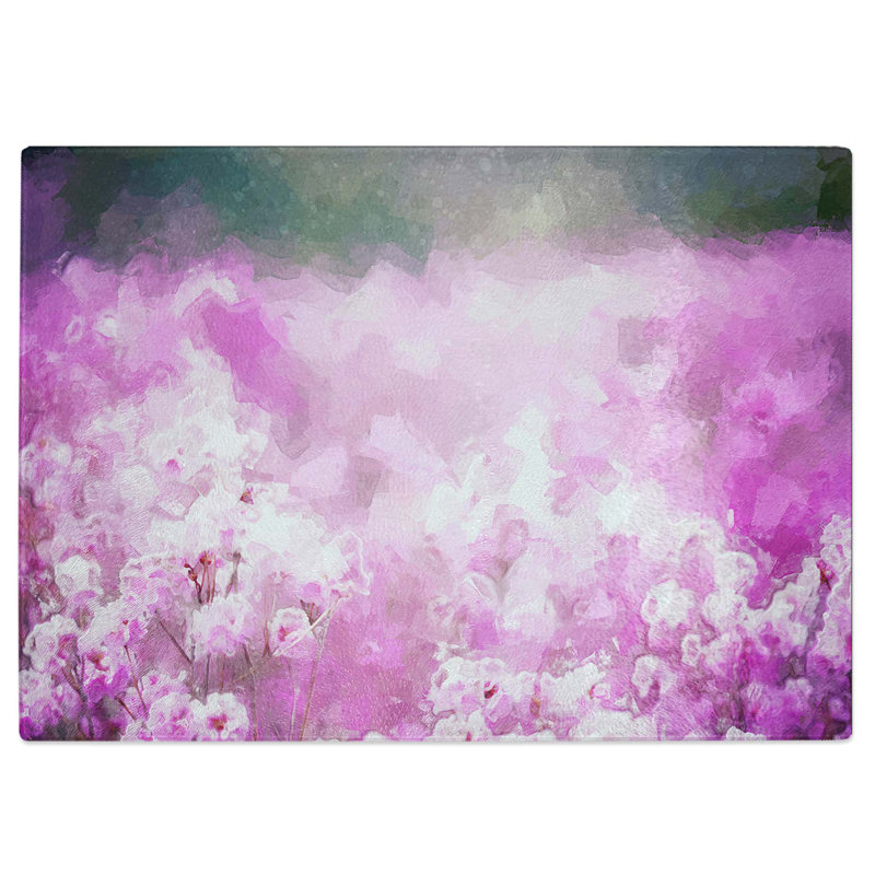 Tempered Glass Wild Lilac Flowers in Abstract Chopping Board, 28.5 cm W x 20 cm L