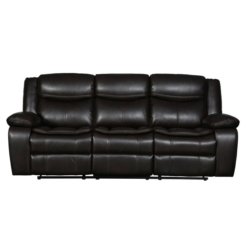 Apollonie 86'' Faux Leather Reclining Sofa, Brown Faux Leather