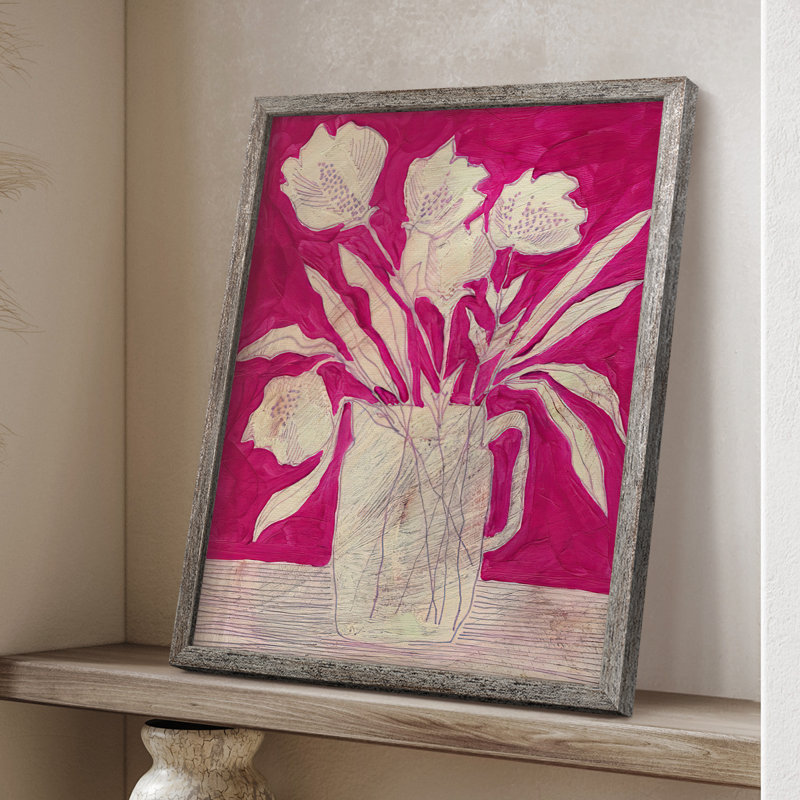 Fuchsia Arrangement II, reproduction encadrée - bois massif, H 11 po x l 9 po