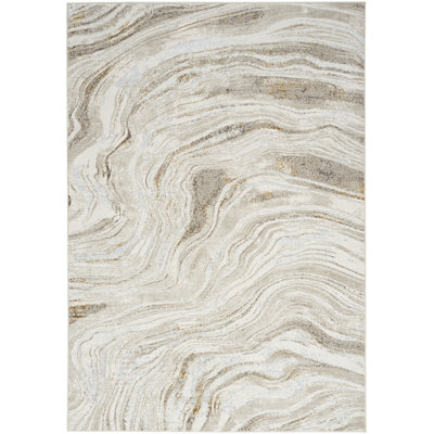 Blahomir Abstract Nature-Inspired Area Rug in Gray/Gold/Beige
