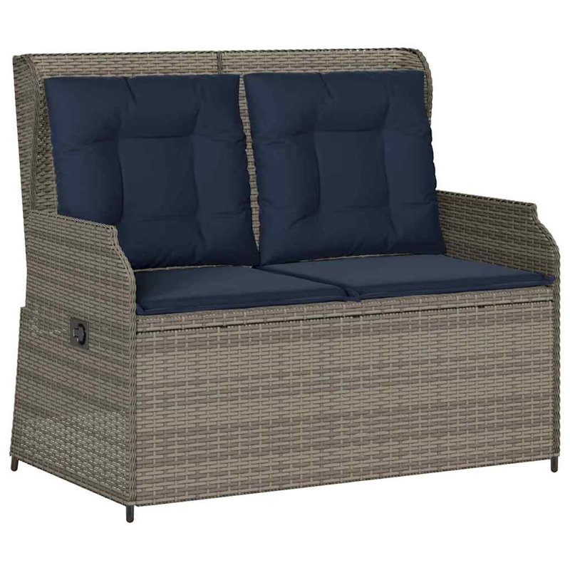 vidaXL Garden Bench Grey Poly Rattan, Blue/Light Gray