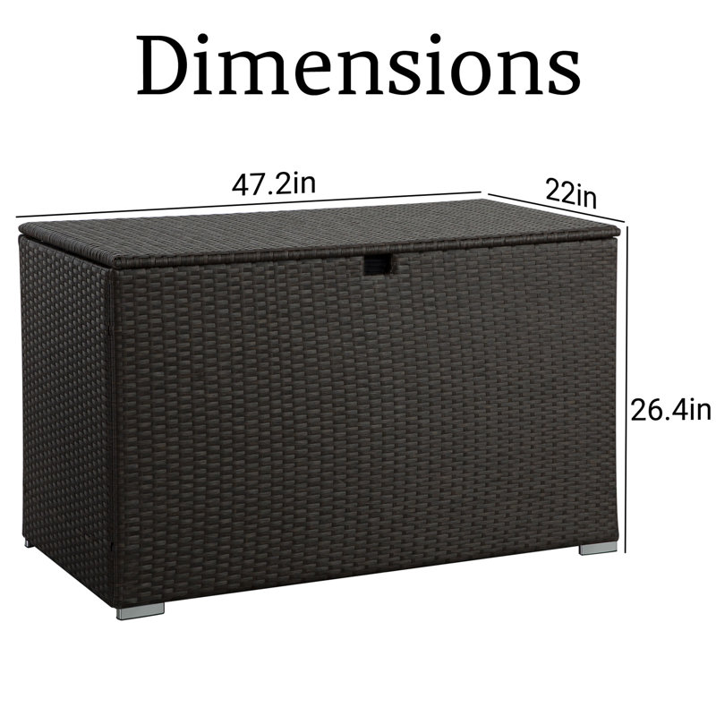 Boîte de rangement pour l'extérieur en osier brun 120 gallons (clair)