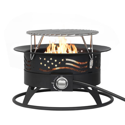 Outdoor Smokeless Propane Fire Pit With Grill Grate &  Lid