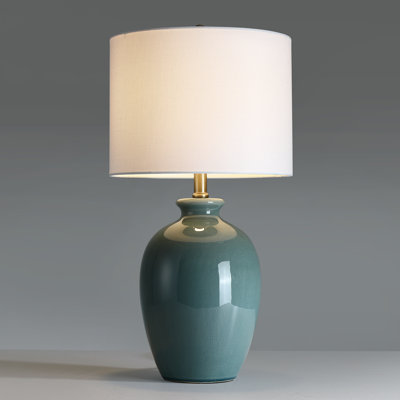 22.5in Ceramic Table Lamp With Drum Shade